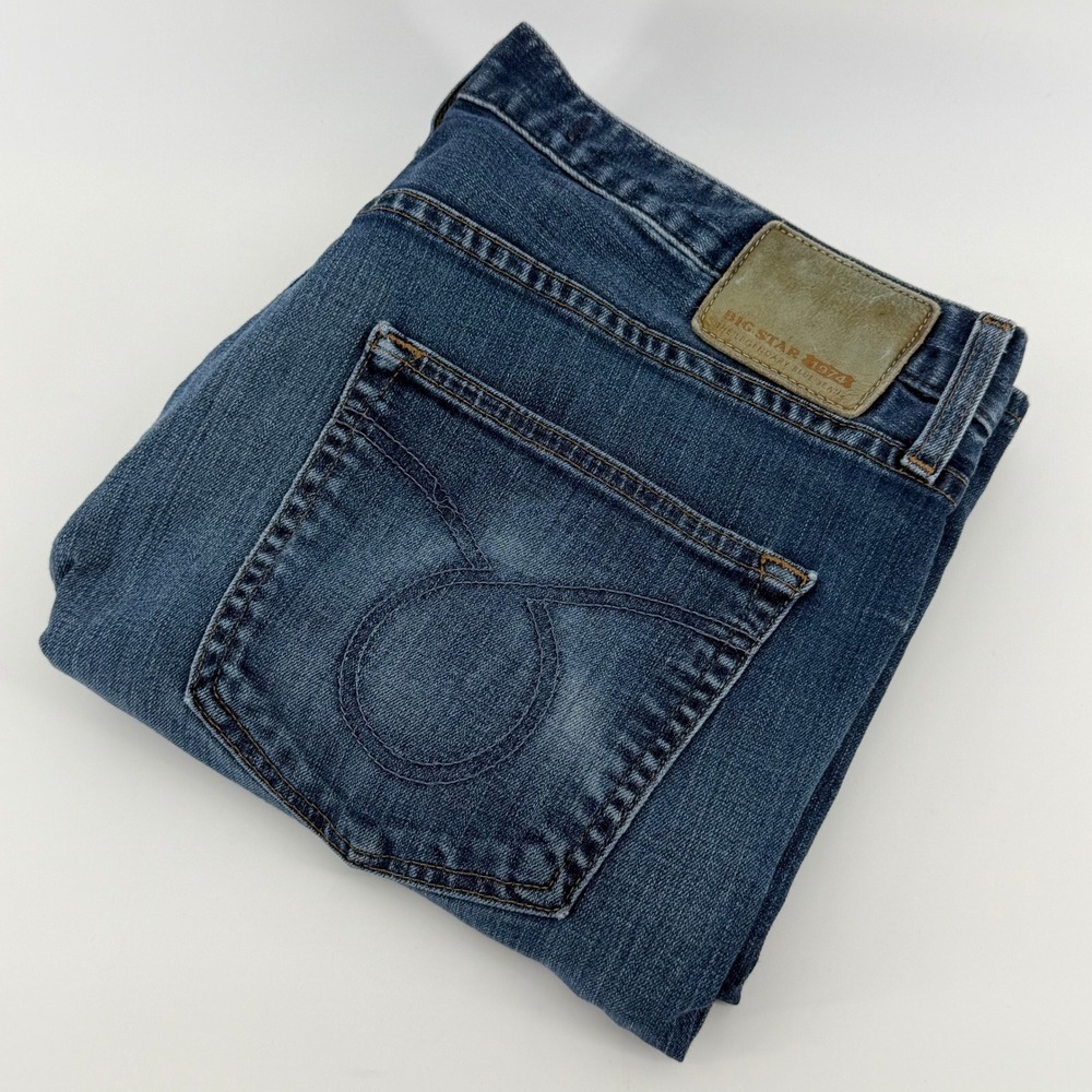 Big Star Pioneer Straight Leg Jeans Mens 34 Blue Denim Distressed Medium Wash
